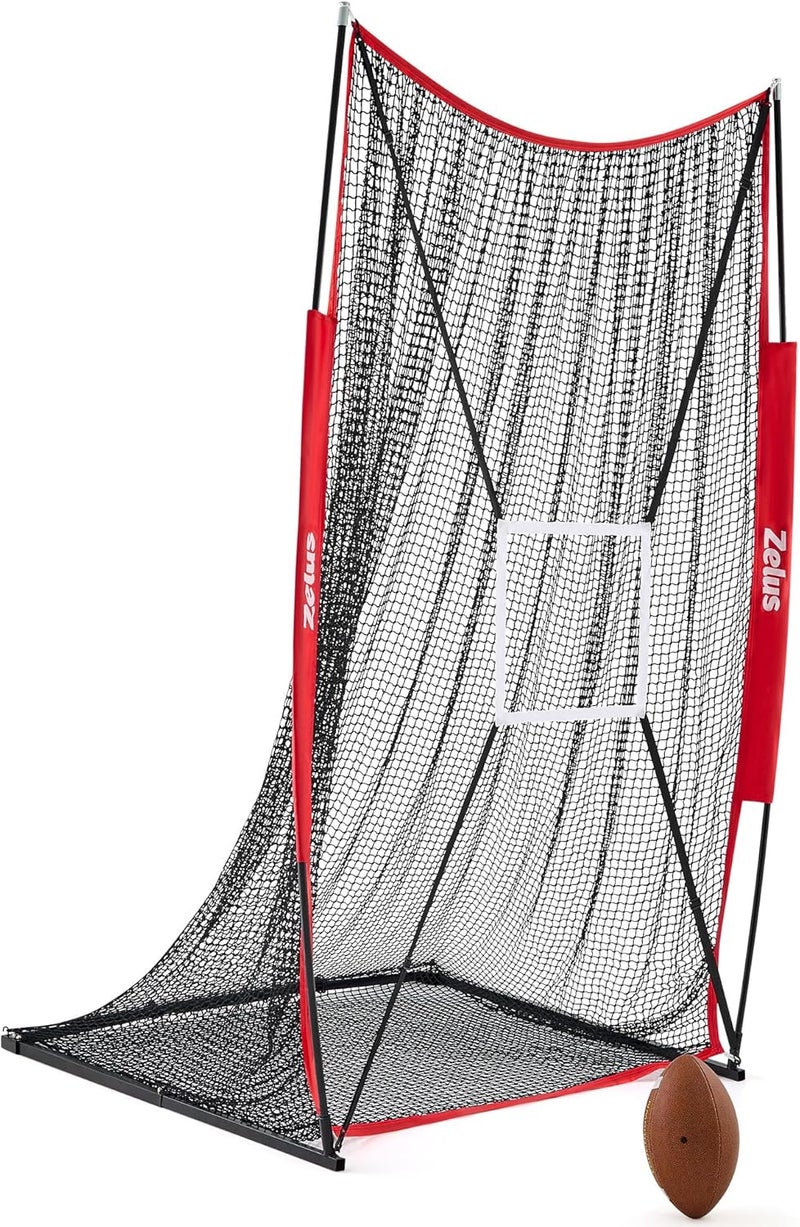 ZELUS 7x4 ft Football Kicking Net, Portable Football Throwing Net with Target Zone Attachment, Sideline Training Tool for Kids Adults Punting Kicking Passing Snapping Practice, Carry Bag Included - Image 1